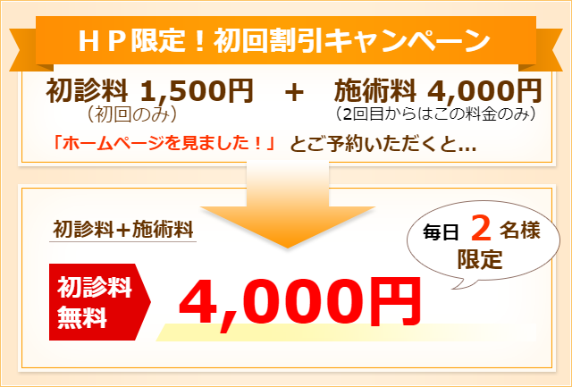 ＨＰ限定！初回割引キャンペーン　4,000円